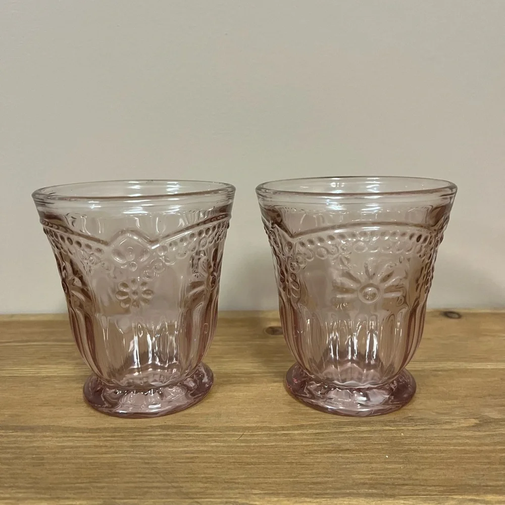 BRAND NEW - Pink Vintage-Inspired Floral Tumbler Set - Picture 2 of 2